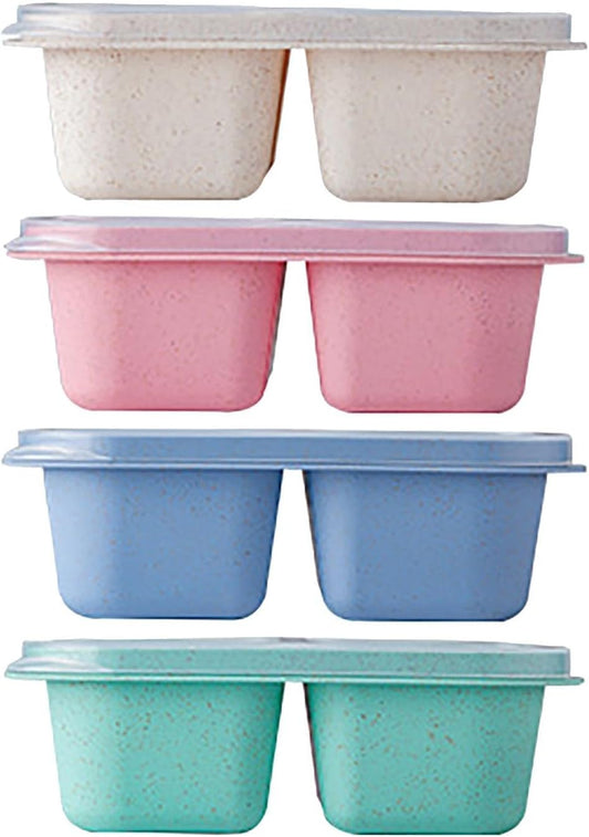 Snack Containers, Stackable Bento Boxes with 4 Compartments, Reusable Snack Containers with Lids, Portable Meal Prep Box, Lightweight Lunch Container for School, Work, Travel, School Supplies
