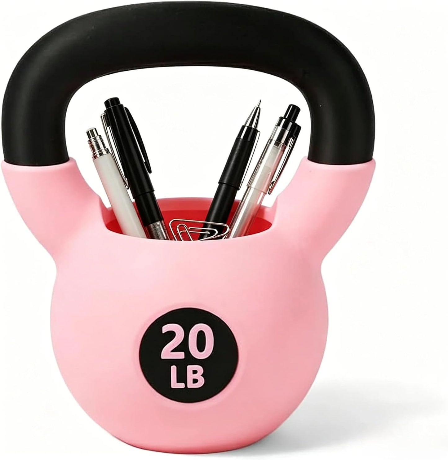 Mini Kettlebell Pen Holder - Desktop Organizer for Fitness Enthusiasts - Unique Squat Design Desk Accessory for Home Funny Desk Organizer for Office, Gift for Weightlifters, Fitness Lovers Pink