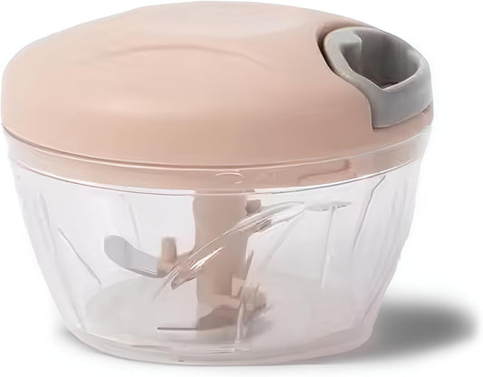 Manual Vegetable Cutter Chopper, Hand Pull String Fruit and Vegetable Chopper and Mincer, Stainless Steel Blades, BPA Free (Pink, 500ml)