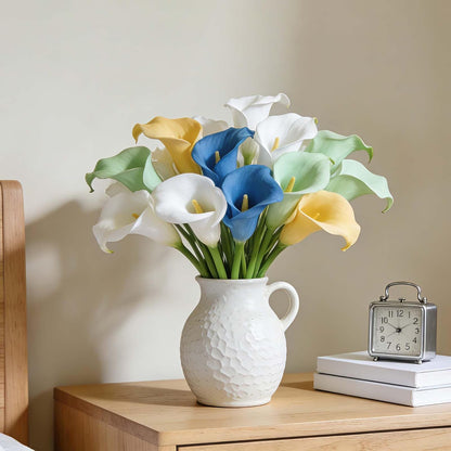 uxcell 12 Pcs Artificial Calla Lily Fake Flowers, 13 Inch Real Touch Artificial Floral Fake Bouquet for Wedding Bride Shower Gift Home Decor DIY Crafts, Peach/Yellow