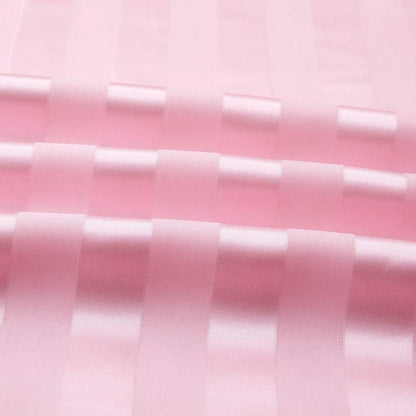 Lanest Housing Satin-Silk Sheets Full Size Bed Set, Pink Soft Cooling Deep Pocket Sheets, Hypoallergenic, Wrinkle and Fade Resistant Bedding Set, Striped