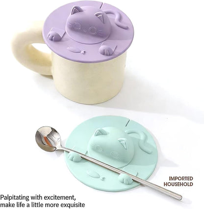 Silicone Tea Bag Holder and Mug Cover with Cat Design, Set of 2, Dishwasher Safe, Heat Resistant, for Hot Beverages, Light Pink