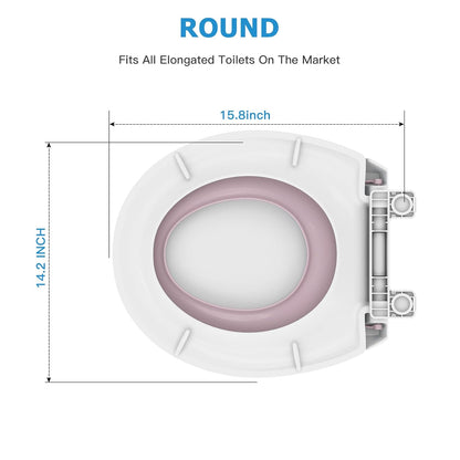 Elongated Pink Mother and Child Toilet Seat - Built-In Toddler Potty Training Seat, Slow Close, Tool-Free Easy Installation