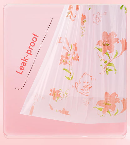 4 Gallon Small Trash Bags 78pcs Tearing-Free Drawstring for Bathroom Office Home Bedroom Trash Can with Pink Lily Printed Garbage Basket Bags