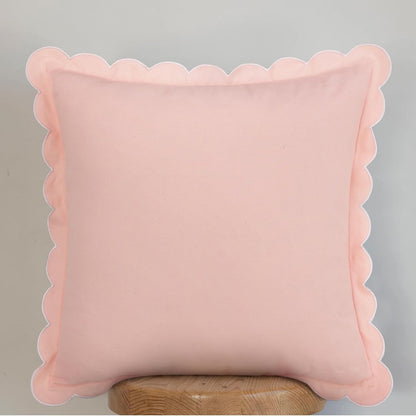 Mrcrypos Peach Pink Scalloped Pillow Covers,Boho Accent Pruffle Throw Pillows 18X18 Set of 2 Pillow Covers Decorative Pink Throw Pillows for Home Living Room Sofa Couch Bed Décor
