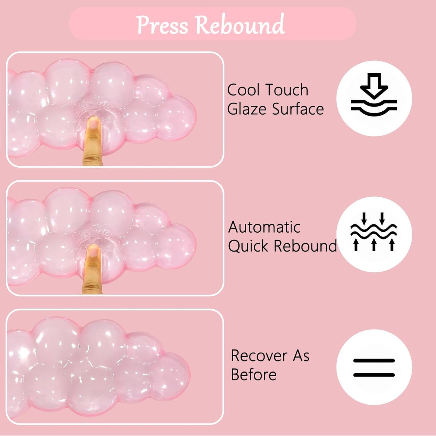 Acrylic Computer Keyboard Stand with Gel Cloud Wrist Rest Keyboard Riser with Comfortable Clear Silicone Mouse Wrist Pad Ergonomic Tilted Transparent Keyboard Holder for Desktop Office Hot Pink