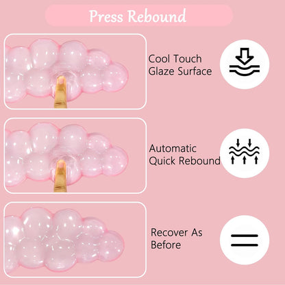 Acrylic Computer Keyboard Stand with Gel Cloud Wrist Rest Keyboard Riser with Comfortable Clear Silicone Mouse Wrist Pad Ergonomic Tilted Transparent Keyboard Holder for Desktop Office Hot Pink