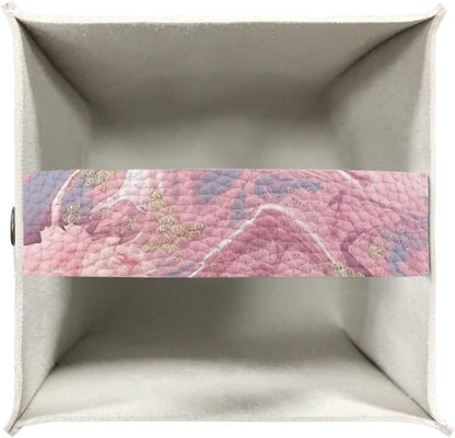 Marble Tissue Box Cover - Pink Faux Leather Tissue Holder - Decorative Cube Box