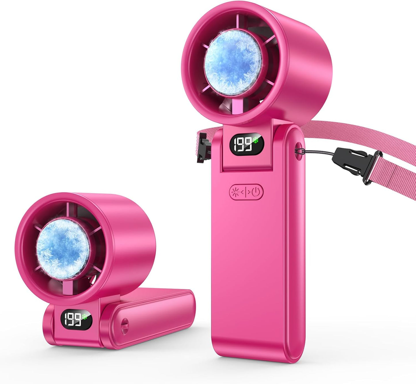 Portable Handheld Fan with Ice Cooler, 199 Speed Personal Fan,5500mAh Rechargeable,20H Cooling Time,20000 RPM Powerful Motor, Summer Essential for Travel/Outdoor/Office, Hot Pink