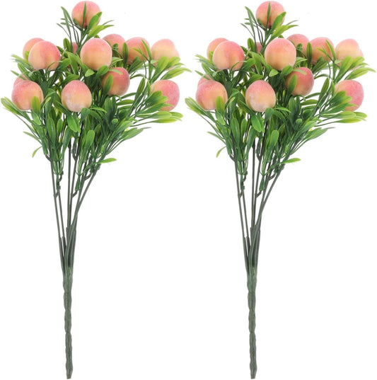 PRETYZOOM Artificial Peach Branches 2 Pcs Faux Peach Stems with Pink Flowers for Home Decor Vase Fillers Floral Arrangements Party Decorations 12.79X3.94X3.94 Inches