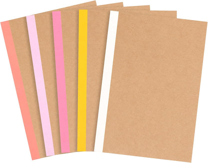 EOOUT 5 Pack A5 Composition Notebook, Kraft Lined Journal Bulk with Pink Spine, 5 Colors, 60 Pages for Women Girls Kids, School Office Supplies