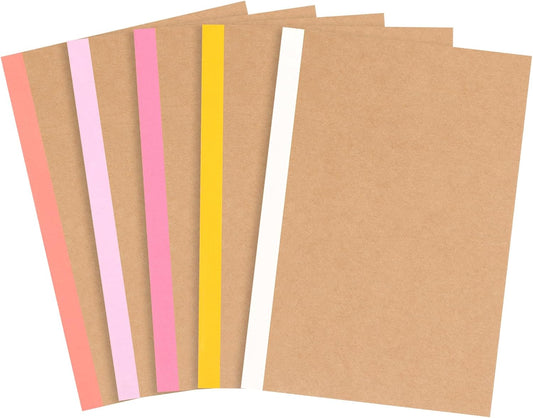 EOOUT 5 Pack A5 Composition Notebook, Kraft Lined Journal Bulk with Pink Spine, 5 Colors, 60 Pages for Women Girls Kids, School Office Supplies