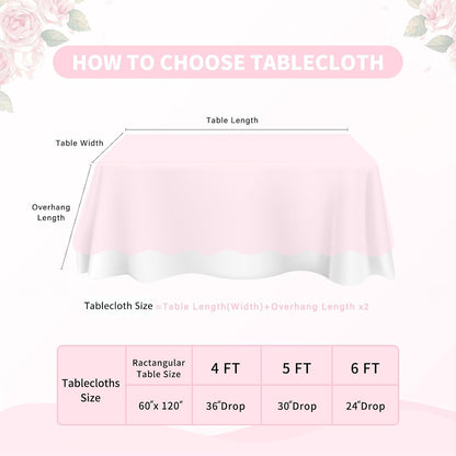 LuoluoHouse Pink Lace Table Cloth 60x120inch Tablecloth for Decorations Wedding Bridal Baby Shower Indoor Outdoor Event