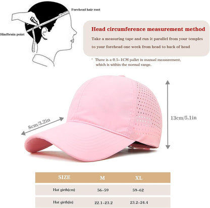 Quick Dry Baseball Cap Curved Brim Hat Laser Cut Mesh-Back Cap