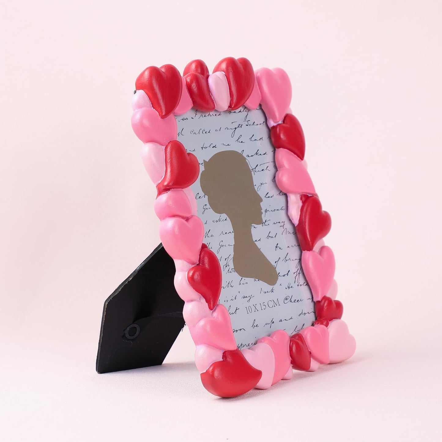 Bicuzat 3D Embossed Red Pink Heart Pattern Resin Card Frame Photo Photo Display Frame Picture Frame for Desktop Table Top Display for Lover Valentine, 4 by 6 Inches