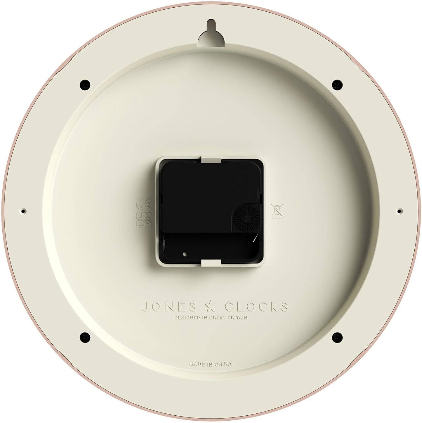 JONES CLOCKS® Frieze wall Clock | Small Elegant Classic Round Clock | 23cm | Pink | Pretty Design Ideal for the Kitchen, Living Room, Bedroom, Large or Small Spaces