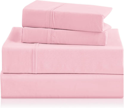 CozySmile King Size Sheet Set - Luxury 4 Piece Silky Soft & Breathable Cooling Sheets for King Size Bed, 16" Deep Pocket Easy Care Bed Sheet Set Wrinkle Free Bedding Sheet and Pillowcase Set, Pink