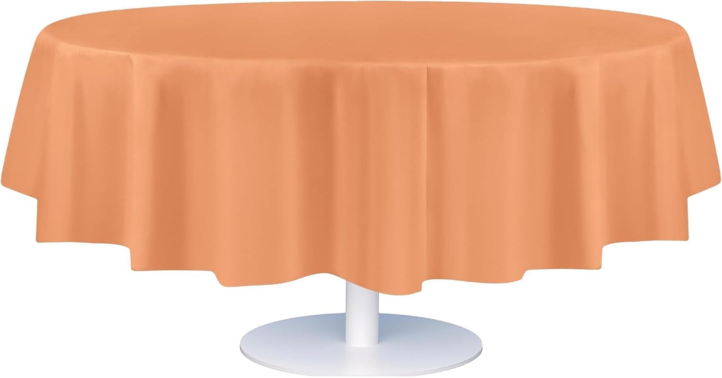 Grandipity Peach Plastic Table Cloth Disposable (6 Pk) 84in Round Tablecloth Premium Party Table Cloths Disposable - Perfect Table Cloth Round Cover for Any Table Up to 6 Feet