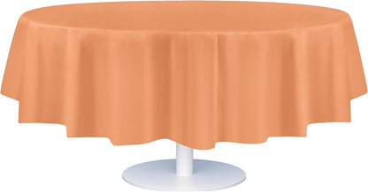 Grandipity Peach Plastic Table Cloth Disposable (6 Pk) 84in Round Tablecloth Premium Party Table Cloths Disposable - Perfect Table Cloth Round Cover for Any Table Up to 6 Feet