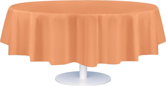 Grandipity Peach Plastic Table Cloth Disposable (6 Pk) 84in Round Tablecloth Premium Party Table Cloths Disposable - Perfect Table Cloth Round Cover for Any Table Up to 6 Feet