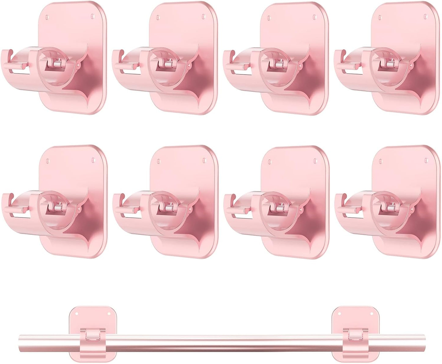 JHCJHC No Drill Curtain Rod Brackets - 20LB, 8 Pack Self Adhesive Curtain Rod Holder, Peel and Stick Wall Hooks, Renter Friendly Upgrades for Apartment, Kitchen, Bathroom, Dorm, Living Room and RV
