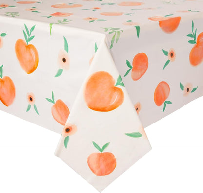 Sparkle and Bash Peach Theme Tablecloth - 54 x 108 Inch, 3-Pack Plastic Tablecovers - Disposable Covers for Peach Baby Shower & Birthday Party Decor
