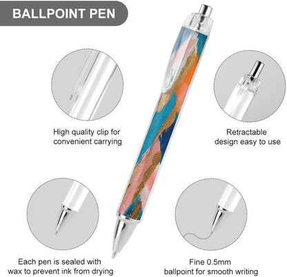 Coral Peach Painting Ballpoint Pens 2 PCS Retractable Smooth Writing Pens with Quick-Drying Ink, Comfort Grip Office Black Pens for Everyday Use, Bulk Office Supplies for Professionals