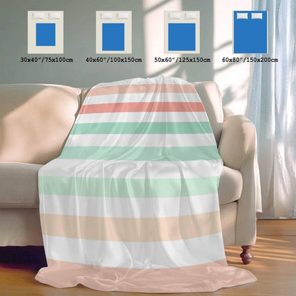 Cooling Throw Blanket for Hot Sleepers, Peach Pink Green Ombre Lightweight Breathable Summer Blanket, Farmhouse Stripe Modern Double-Side Cool Throw Blankets for Sleeping Travel, 30"x40"
