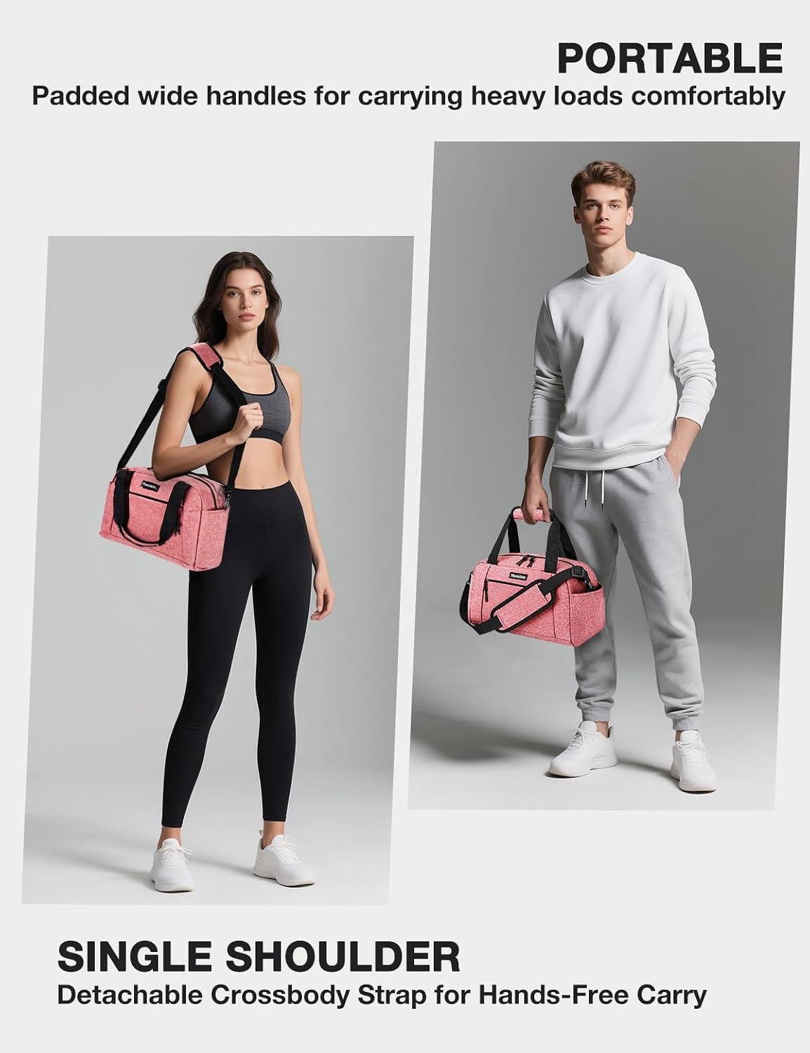 Noozion 14 inch Small Gym Bag for Women & Men, Lightweight Carry On Mini Duffle Bag with Multiple Pockets, Sports Bag for Travel and Workout.