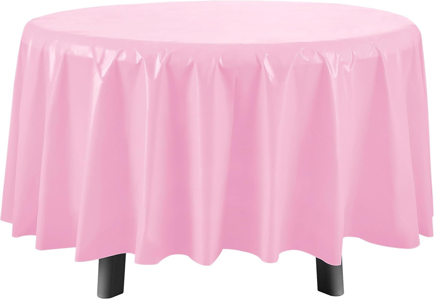 Eleclassi Pink 12 Pack Premium Round Disposable Plastic Tablecloth - 84 Inch Round Plastic Table Cloth Disposable Tablecloth for Parties