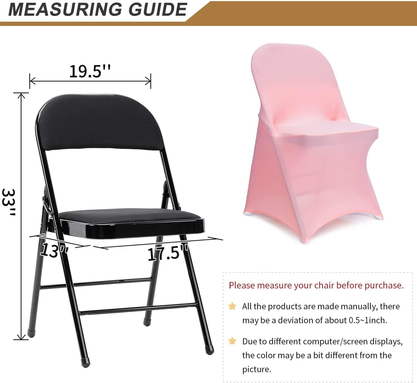 Folding Chair Covers - 20 PCS Light Pink Spandex Slipcovers for Banquet & Wedding Events
