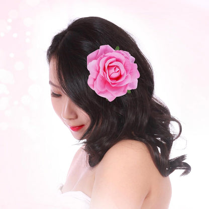 Topbuti Rose Hair Clip Flower Hairpin Brooch Floral Clips, 4 Pcs Fabric Rose Flowers Hair Clips Mexican Hair Flowers Pin up Headpieces for Woman Girl Wedding Party Mother's Day (2 Sizes) (Pink)