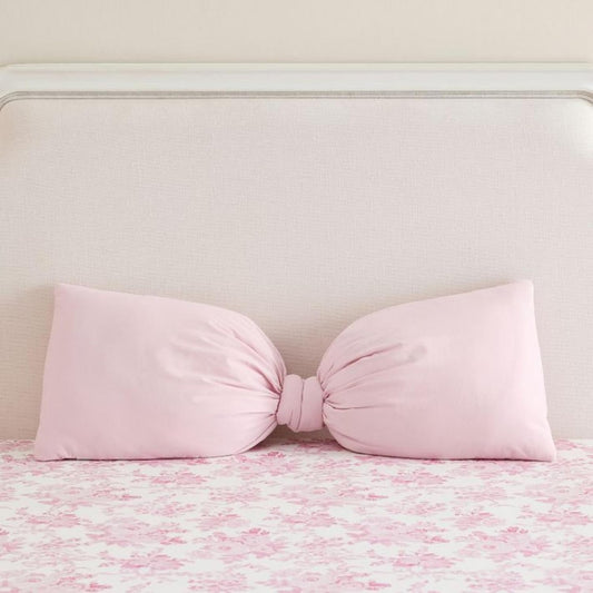 AceOrbit Pink Long Bow Pillow 12 x 30 Inch 100% Cotton Oversized Pillow Coquette Big Bow Shaped Cushion Aesthetic Room Decor Cushion for Bed Sofa Couch Holiday Car Coquette Decor