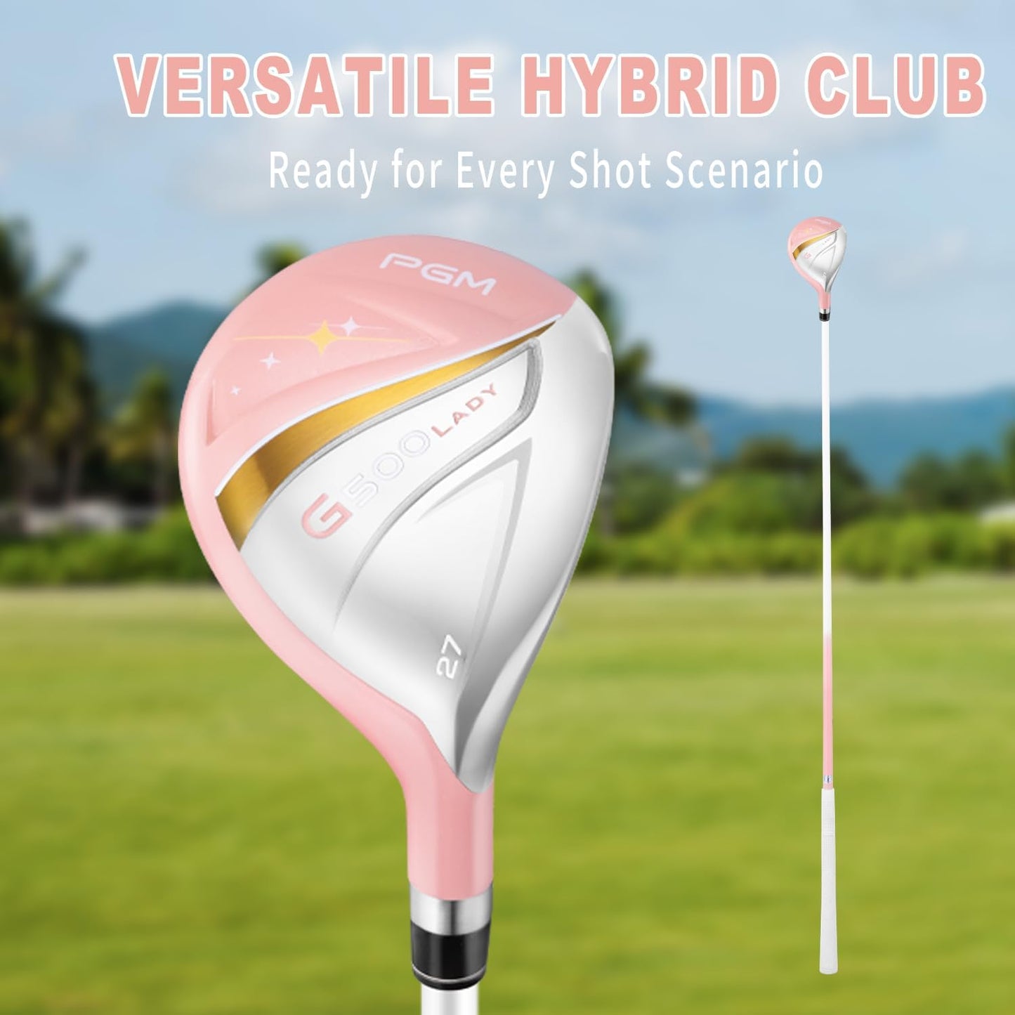 PGM Women's Golf Clubs Full Set for Right Handed with Driver Woods Hybrid Irons Wedges Putter, Lady Flex Complete Golf Set for Beginner to Intermediate Golfers with Headcovers and Club Bag