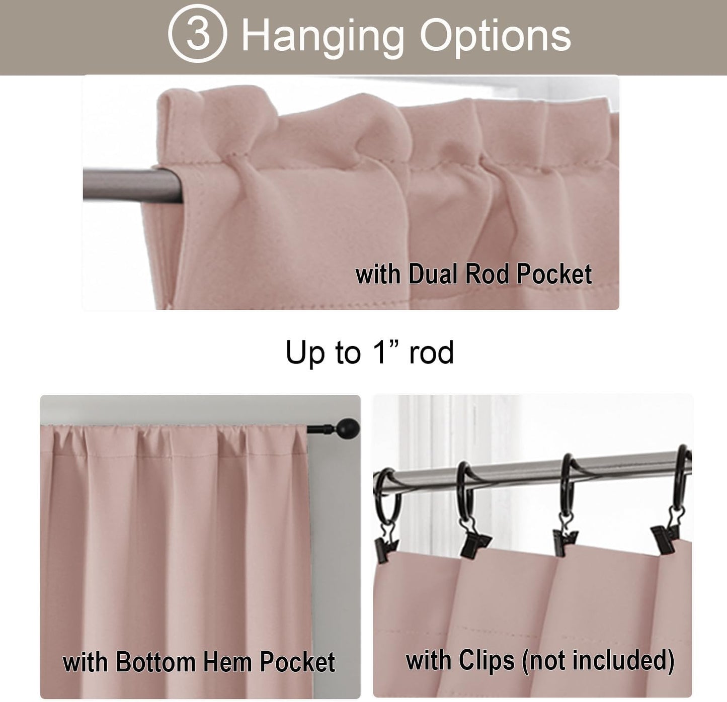 Gwine Valentine's Day Blush Pink Valance for Windows, Small Blackout Valance Kitchen Curtains for Bathroom Basement, Modern Rod Pocket Thermal Insulated Window Treatment, 60" Wx14 L, 1 Piece