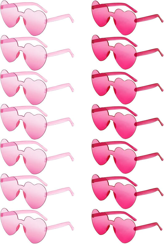 14/42 Pack Heart Sunglasses for Women, Fun Cute Rimless Transparent Candy Color Heart Glasses Party Favors