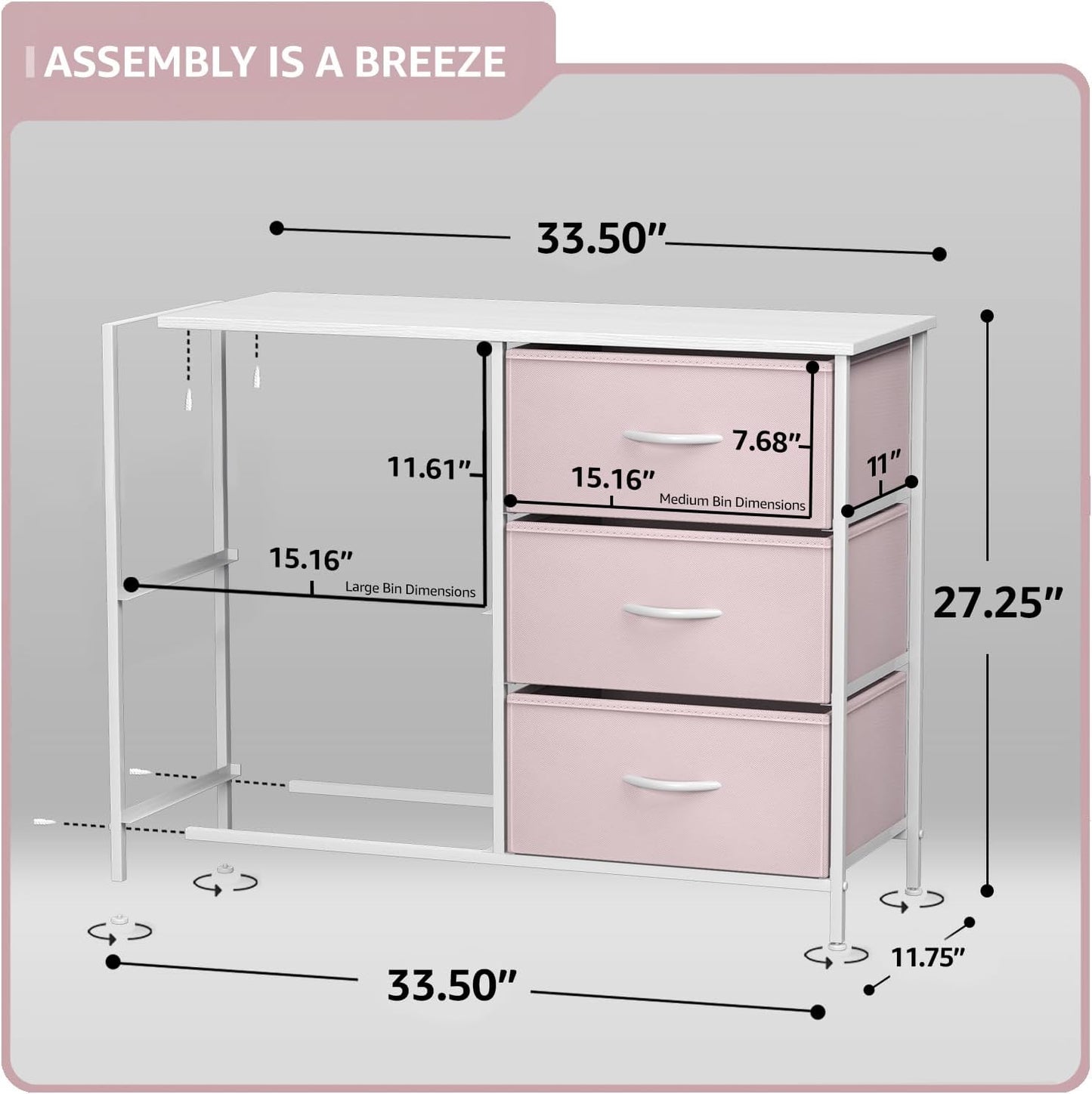 Sorbus Kids Dresser with 5 Drawers - Storage Chest Organizer Unit with Steel Frame, Wood Top & Handles, Tie-dye Fabric Bins for Clothes - Wide Furniture for Bedroom Hallway Kids Room Nursery & Closet