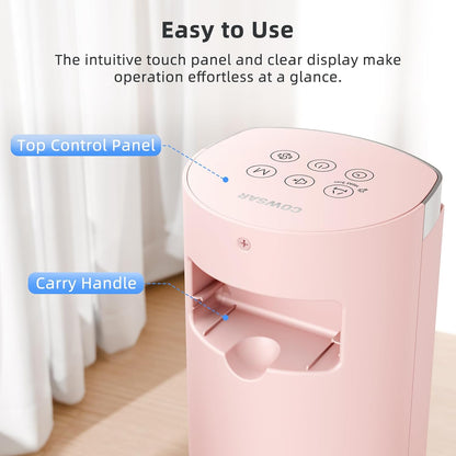 COWSAR Tower Fan for Bedroom – 6 Speeds, 4 Modes, 24H Timer, 60° Oscillating, Bladeless Floor Fan for Indoors, 41-Inch,Pink