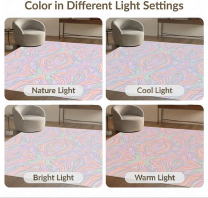 4'x6' Washable Abstract Swirl Area Rug, Peach Flatwoven Floor Mat Non-Slip Chair-Friendly Carpet for Home Office, Gaming Room, Under Desk | Ref:2091782