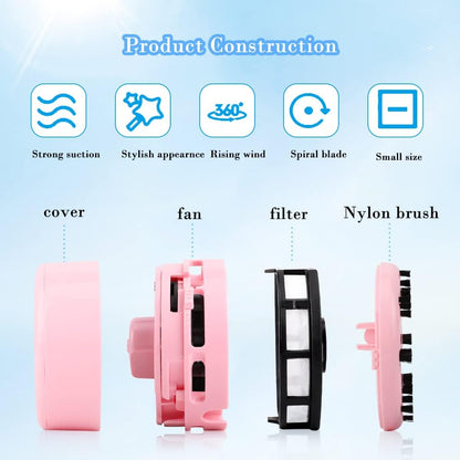 2Pcs Mini Crumb Vacuum Cleaner Portable Desktop Sweeper Handheld Cordless Multifunction Cleaning(Black+Pure Pink)