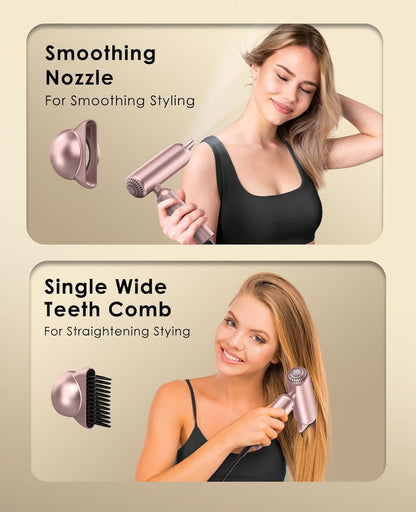 Travel Hair Dryer with Foldable Handle, Compact Blow Dryer for Short to Medium Hair, Dual Voltage 100-240V, 1B Plasma Particles, 200times/s Temp Control
