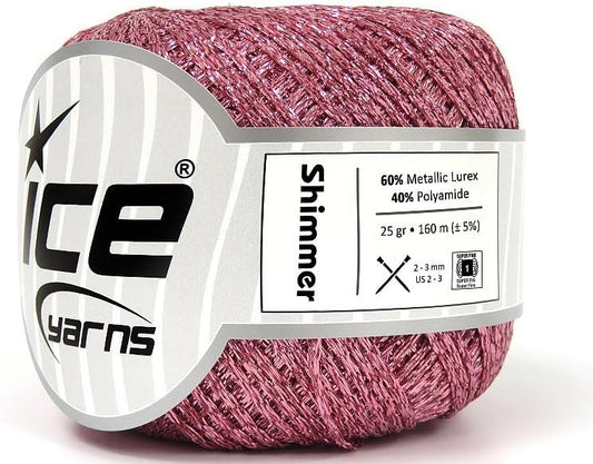 Pink Shimmer Ribbon Floss - Ice Yarns Metallic Braided Flat Ribbon 25gr 174yd