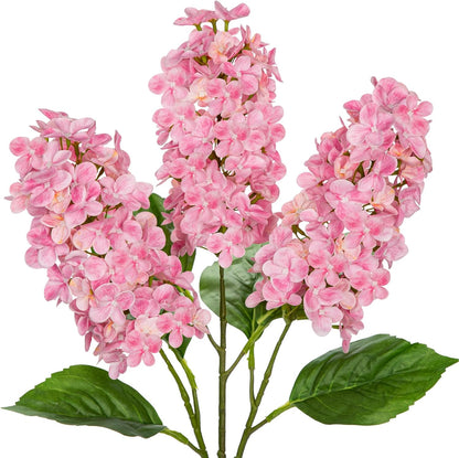 Artificial Hydrangea Flowers Real Touch – 3PCS 24.8" Faux Cone Hydrangea Stems for Tall Vases, Home Décor, Wedding Centerpieces, Floral Arrangements – Soft Pink