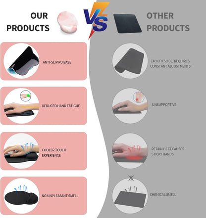eulps Mouse Pad with Wrist Rest, Comfortable Computer Mousepad with Gel Wrist Support Smooth Surface and Non-Slip PU Base for Pain Relief, Laptop, Office & Home (Pink Marble)