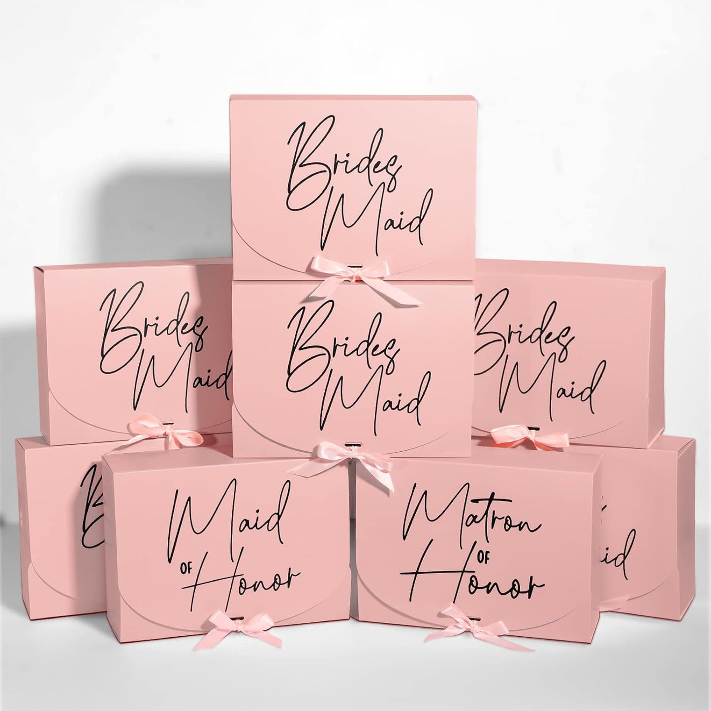 8 Pack Pink Bridesmaid Proposal Gift Boxes with Ribbon 7.87 x 10.6 Inch Will You Be My Maid of Honor Bridesmaid Boxes for Wedding Bridal Shower Packaging Supplies Birthday Party Favors