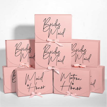 8 Pack Pink Bridesmaid Proposal Gift Boxes with Ribbon 7.87 x 10.6 Inch Will You Be My Maid of Honor Bridesmaid Boxes for Wedding Bridal Shower Packaging Supplies Birthday Party Favors