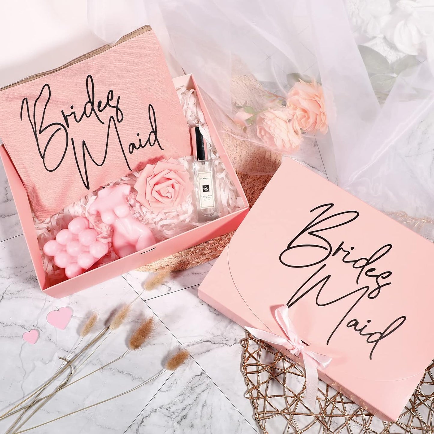 8 Pack Pink Bridesmaid Proposal Gift Boxes with Ribbon 7.87 x 10.6 Inch Will You Be My Maid of Honor Bridesmaid Boxes for Wedding Bridal Shower Packaging Supplies Birthday Party Favors
