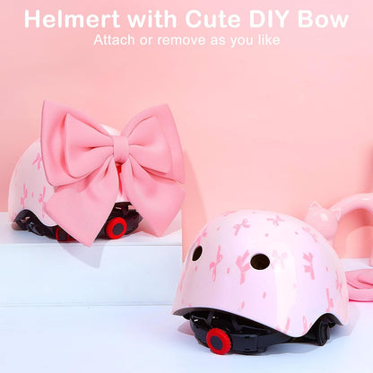 Helmet for Kids 3-8-14, Kids Bike Helmet with DIY Bow, Adjustable Toddler Youth Girls Helmets for Skating Bicycle Scooter Skateboard