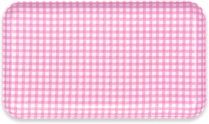 TATSU-Craft NR Non Slip Serving Tray with Picnic Gingham Check, Blush Pink, Microwave Safe Plastic Tray, 8.5 x 4.9 Inches, Ideal for Cafeteria, Restaurant, Cafes, Home, Placemat, Snacks, Drinks, More