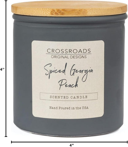 Crossroads Spiced Georgia Peach Colored Glass Candle, 14 Oz